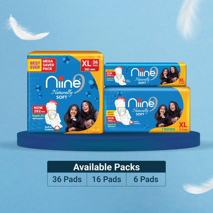 NIINE Naturally Soft XL Sanitary Pads for Women | 282mm 36 Pads