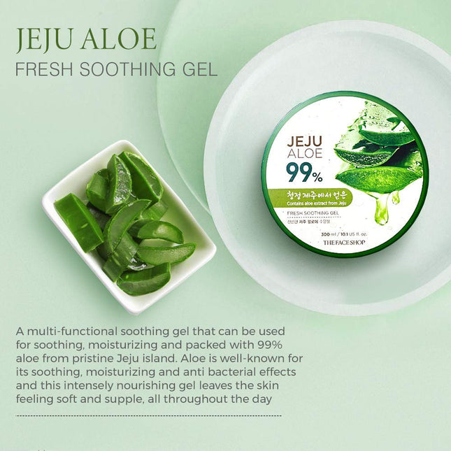 The Face Shop Pure Aloe Vera Gel, 300ml Aloe Vera with Vitamin E | Clear Gel
