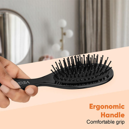 Vega Compact Paddle Hair Brush with Mirror for Men & Women