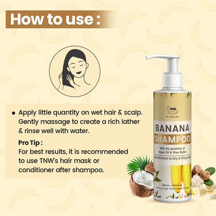 TNW-THE NATURAL WASH Banana with Banana, Argan Oil & Coconut Oil  shampoo - 200ml