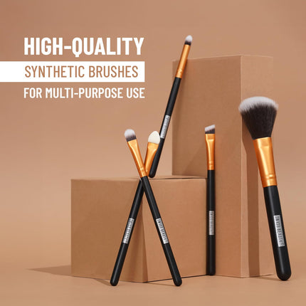 Swiss Beauty Makeup Brushes Set, Makeup Accessory,Gold, 5 Pcs
