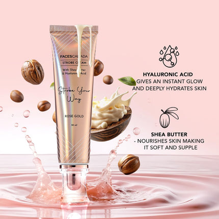 FACESCANADA Strobe Cream - Rose Gold| Primer + Highlighter + Moisturizer-30ml