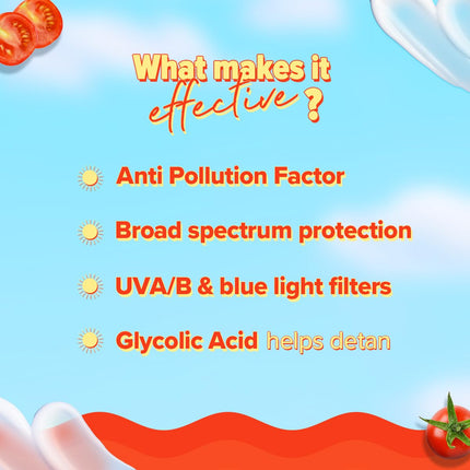 Aqualogica Detan+ Dewy Sunscreen SPF 50+ PA++++ with Cherry Tomato & HA - 50 g