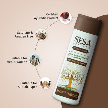 SESA Ayurvedic Strong Roots Hair Care Combo With Hair Strengthening Oil (100Ml) And Shampoo + Conditioner (200Ml)