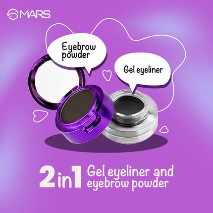 MARS Eyelove Multi Pods Gel Eyeliner & Eyebrow Powder With Dual Ended Brush-3.5gm