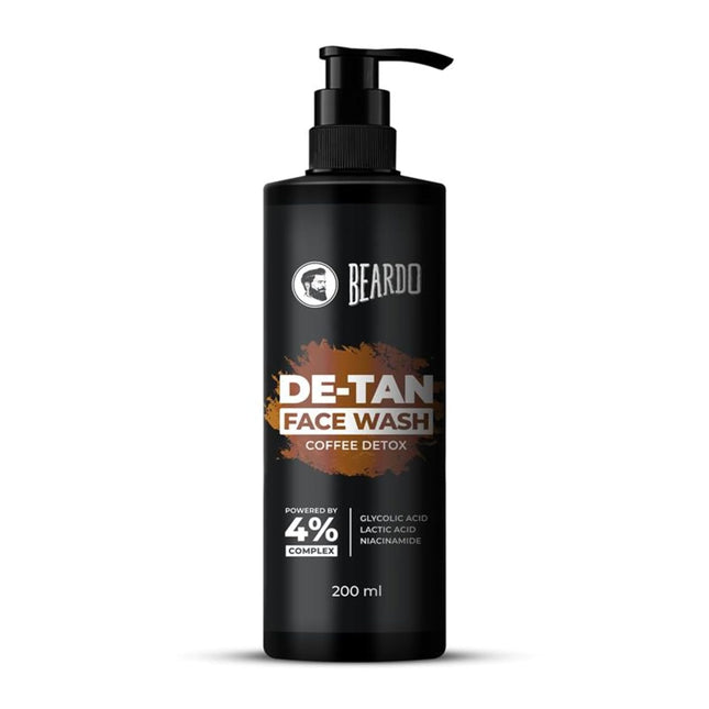 BEARDO DeTan Face Wash for Men, 200ml | Glycolic Acid,Niacinamide & Coffee