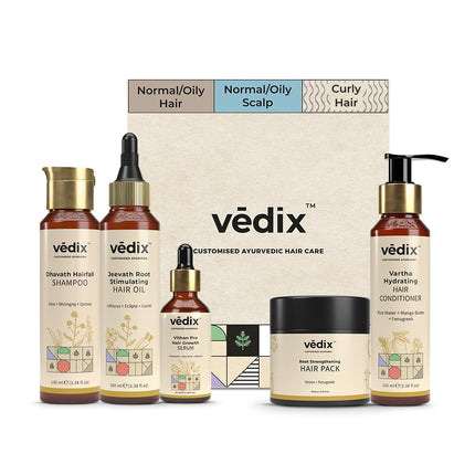 Vedix Customized Ayurvedic Hair Care Kit for Normal - Oily Scalp & Wavy To Curly Hair