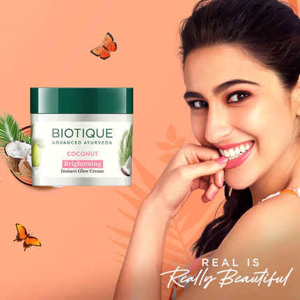 Biotique Coconut Brightening Instant Glow Cream All Skin Types | 50gm