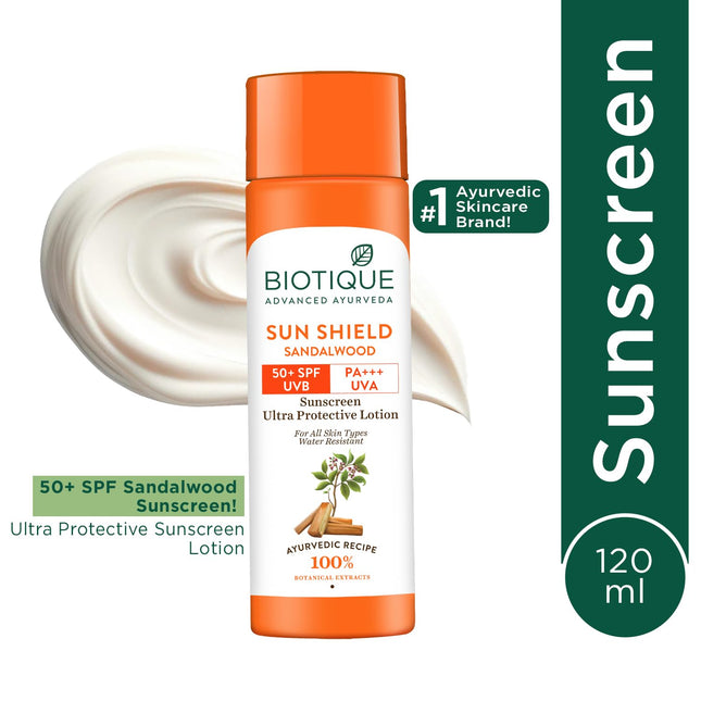 Biotique Bio Sandalwood Sunscreen Ultra Soothing Face Lotion, SPF 50+ For All Skin Types| 120ml