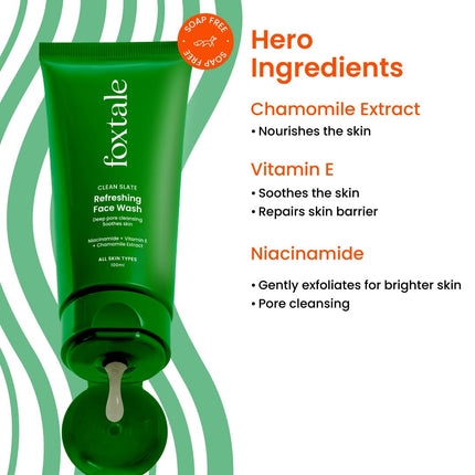 Foxtale Refreshing Face Wash for Deep Cleansing with Niacinamide - 100 ml