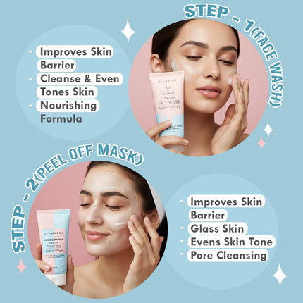 Glamveda Korean 7 Step Winter Skincare Kit Face Wash + Toner + Moisturizer + Serum + Mask + Sunscreen + Under Eye Cream Gift Box