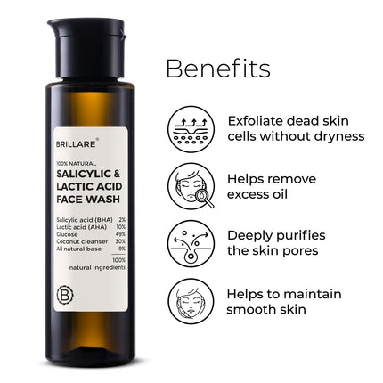 Brillare 2% Salicylic Acid Face Wash With Lactic Acid & Zinc
