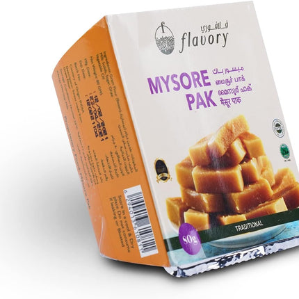 Traditional Ghee Mysore Pak, Handcrafted Indian Sweet with Pure Ghee, Soft & Crumbly Texture, 2 Pieces, 80g