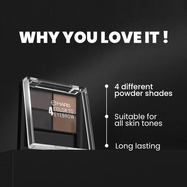 MARS 4 in 1 Eyebrow Powder Cake with Angled Eyebrow Brush and Spoolie - 8g