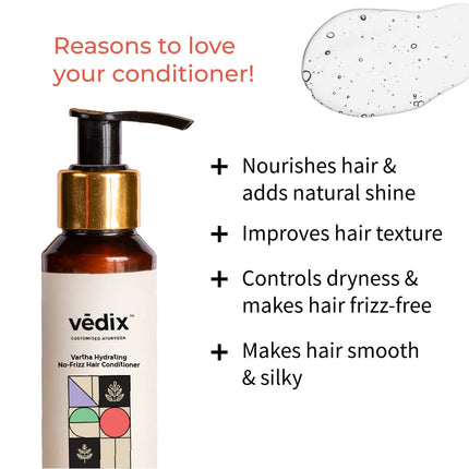 Vedix Shampoo and Conditioner Combo| Vikleda Shampoo For Dry Hair + No Frizz Hair Conditioner | Ayurvedic Shampoo & Conditioner | 100 ml + 100 ml