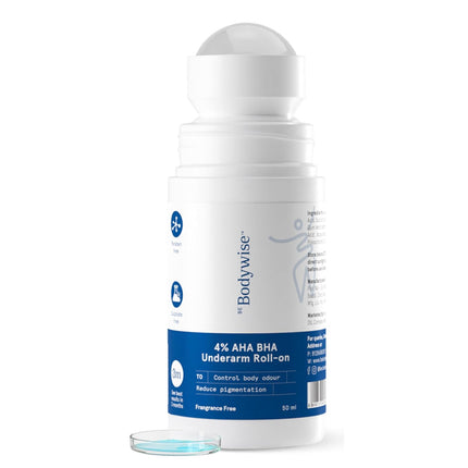 Be Bodywise 4% Aha Bha Underarm Roll On | with 2% Lactic Acid, 1% Mandelic Acid, 1% Salicylic Acid | 50 ml