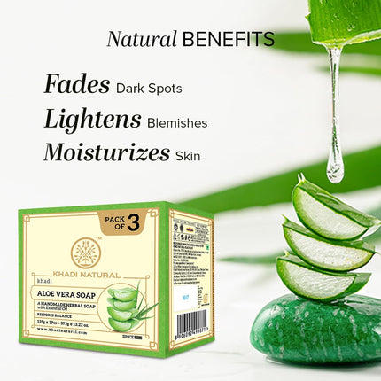 Khadi Natural Aloe Vera Soap 125g -Pack of 3