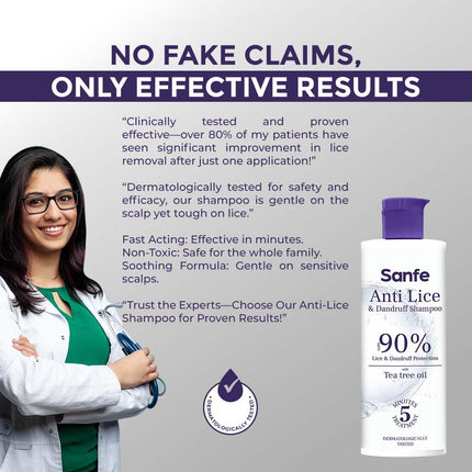 Sanfe anti lice & dandruff shampoo with tea tree oil & eucalyptus