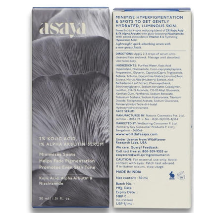 Asaya 2% Kojic Acid + 1% Alpha Arbutin Face Serum | 30 ml