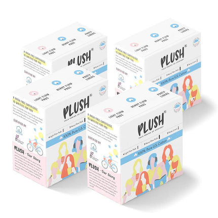 Plush Ultra-Thin Sanitary Pads 7 Cotton Sanitary Napkins- Pack of 4 | 3 Medium Flow XL + 4 Light Flow L + 2 Panty Liners