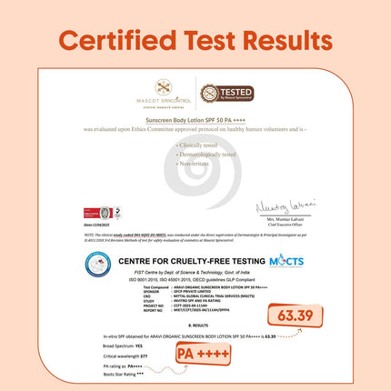 Aravi Organic Oil-Free Sunscreen Body Lotion SPF 50 PA++++ 200ml