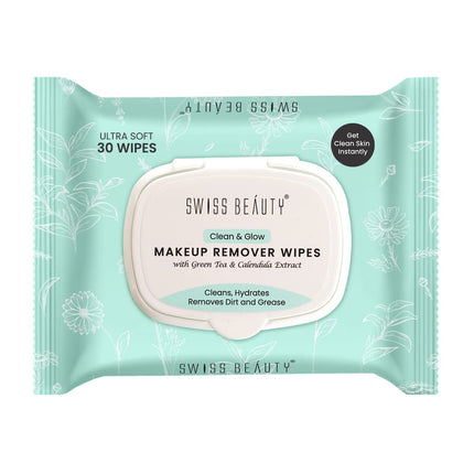 Swiss Beauty Clean & Glow Makeup Remover Wipes With Green Tea-30 Wipes