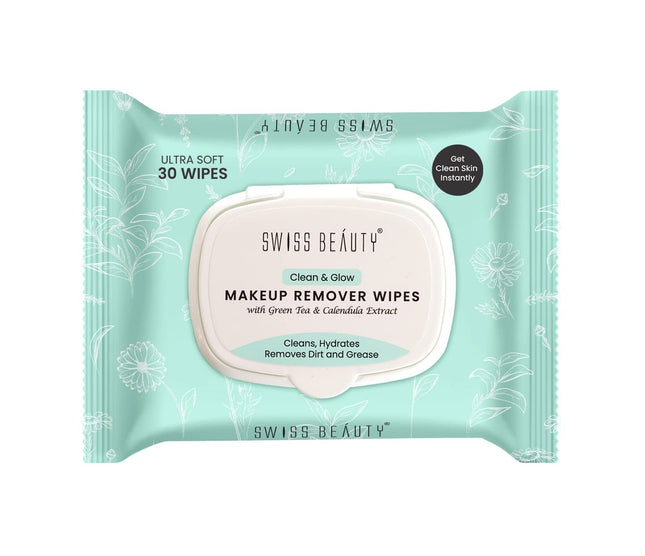 Swiss Beauty Clean & Glow Makeup Remover Wipes With Green Tea-30 Wipes
