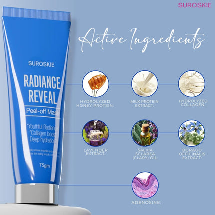 Suroskie Radiance Reveal Peel Off Mask Honey, Milk Protein & Collagen - 75g