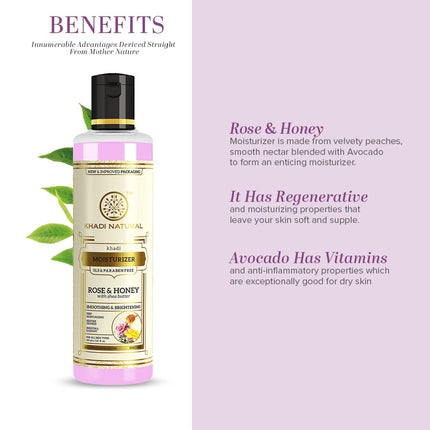 Khadi Natural Moisturising Lotion, Rose and Honey-210ml