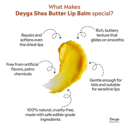 Deyga Shea Butter Lip Balm | Tinted Lip Care | For Dry & Chapped Lips