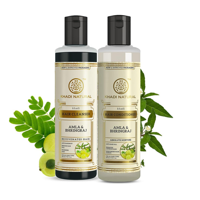 Khadi Natural Amla & Bhringraj Hair Cleanser & Conditioner Combo Pack of 2 - 210ml