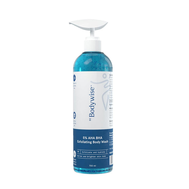 Be Bodywise 5% AHA BHA Exfoliating Body Wash | Infused with 3% Lactic Acid, 1% Salicylic Acid, 1% Glycolic Acid | 700ml