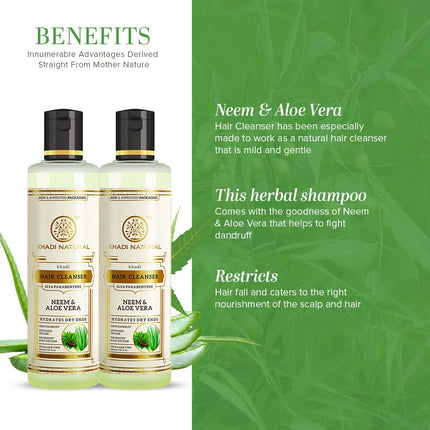 Khadi Natural Neem & Aloe Vera Herbal Cleanser/Shampoo-210ml