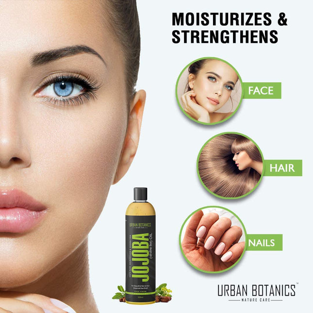 UrbanBotanics Cold Pressed Jojoba Oil for Skin & Hair - Virgin & Unrefined - 100ml