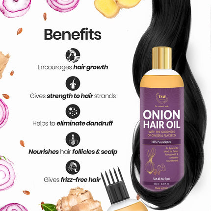 TNW-THE NATURAL WASH Onion Hair Oil With Onion Extract, Jojoba, Olive & Flax Seed Oil-100ml