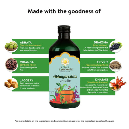 Kerala Ayurveda Abhayarishta Bowel wellness | Constipation Relief- 450ml