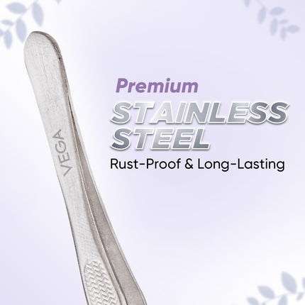 Vega Tweezer - Slaint Tips for Facial Hair Removal & Eyebrow Shaping, Professional Eyebrow Tweezer