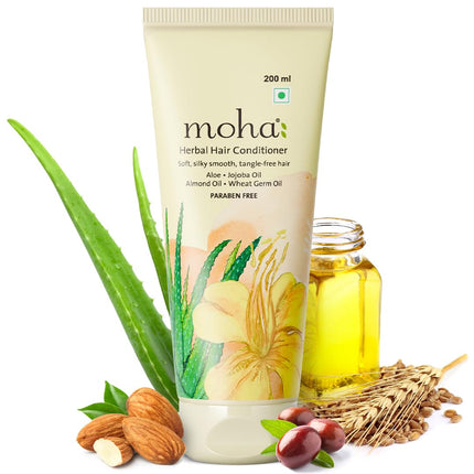 Moha Herbal Hair Conditioner | Herbal Conditioner with Aloe, Jojoba & Wheat Germ & Olive Oil-200ml