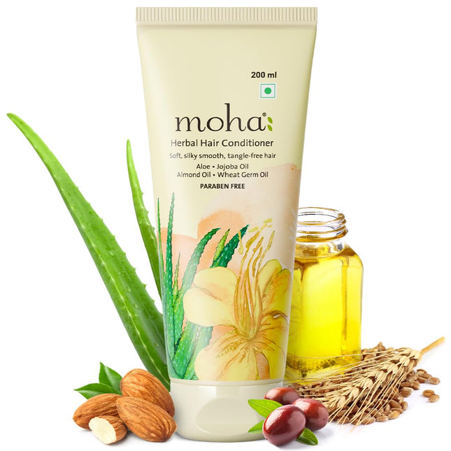 Moha Herbal Hair Conditioner | Herbal Conditioner with Aloe, Jojoba & Wheat Germ & Olive Oil-200ml