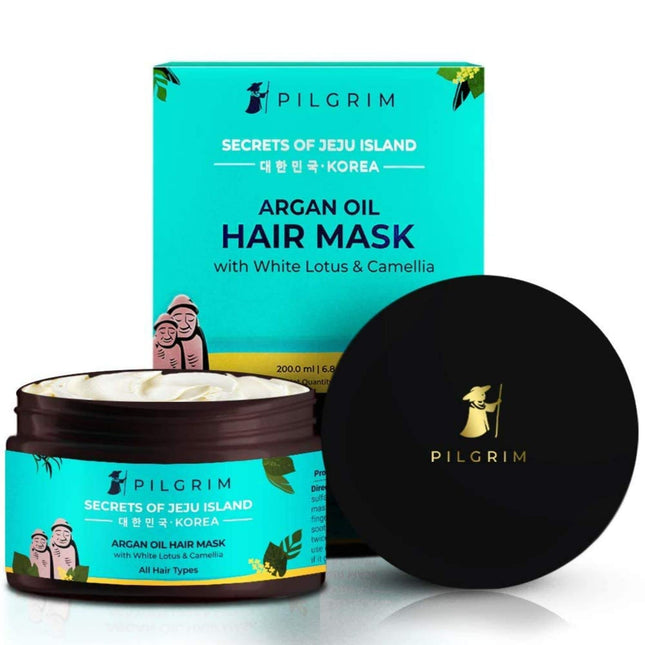 Pilgrim Korean Argan Oil Hair Mask For Dry & Frizzy Hair With White Lotus And Camellia | Hair Mask