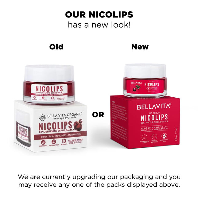 Bella Vita Organic NicoLips Lip Balm & Lip Scrub | Lip Balm for Dark Lips-20g