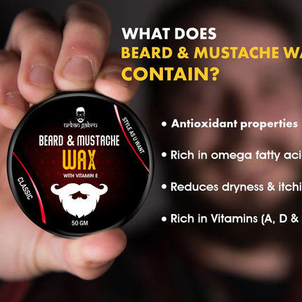 UrbanGabru Beard & Mustache Wax with Vitamin E & Omega-3 -50gm