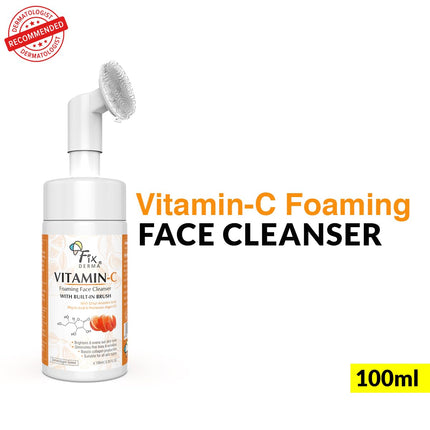 Fixderma 2% Vitamin C Face Wash, Foaming Face Cleanser with Brush-100ml