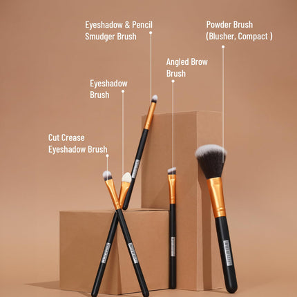 Swiss Beauty Makeup Brushes Set, Makeup Accessory,Gold, 5 Pcs