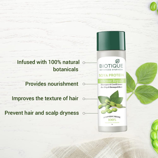 Biotique Bio Soya Protein Fresh Nourishing Shampoo & conditioner All Skin Types | 190ml