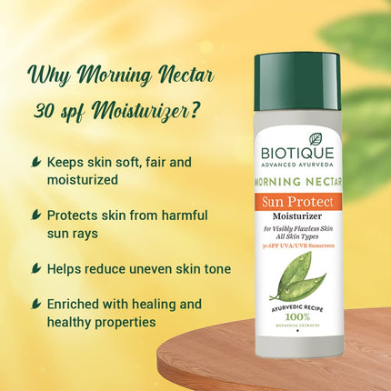 Biotique Morning Nectar Sun Protect Moisturizer SPF 30 UVA/UVB for All Skin Types | 120 ml