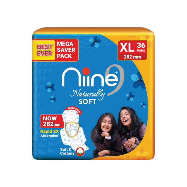 NIINE Naturally Soft XL Sanitary Pads for Women | 282mm 36 Pads