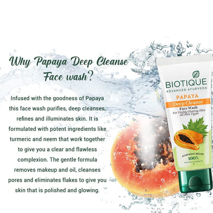 Biotique Papaya Deep Cleanse Face Wash for All Skin Types | 2x100ml