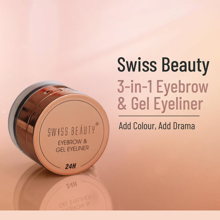 Swiss Beauty Waterproof Eyebrow & Gel Eyeliner 2 In 1 With Brush-7g