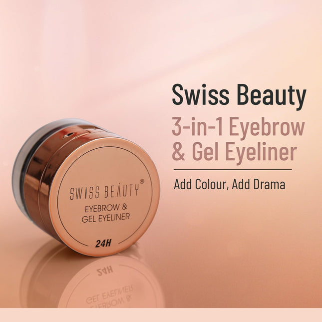 Swiss Beauty Waterproof Eyebrow & Gel Eyeliner 2 In 1 With Brush-7g